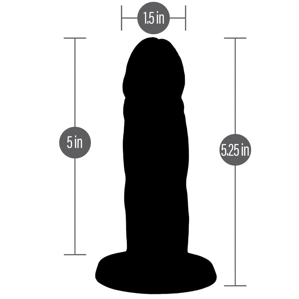 5" Super Soft Silicone Suction Cup Dildo - Black - RodeoH