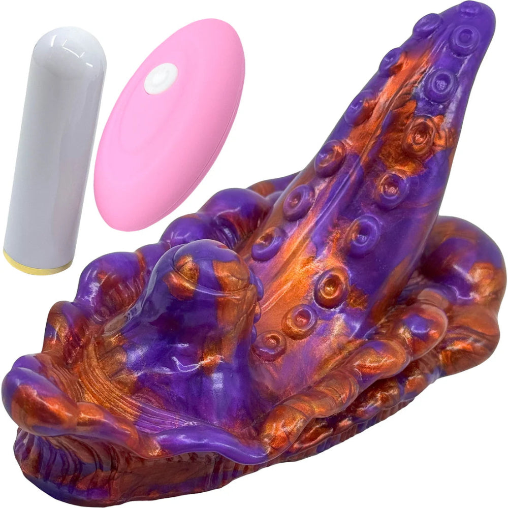 purple and copper silicone vibrating tentacled creature grinder