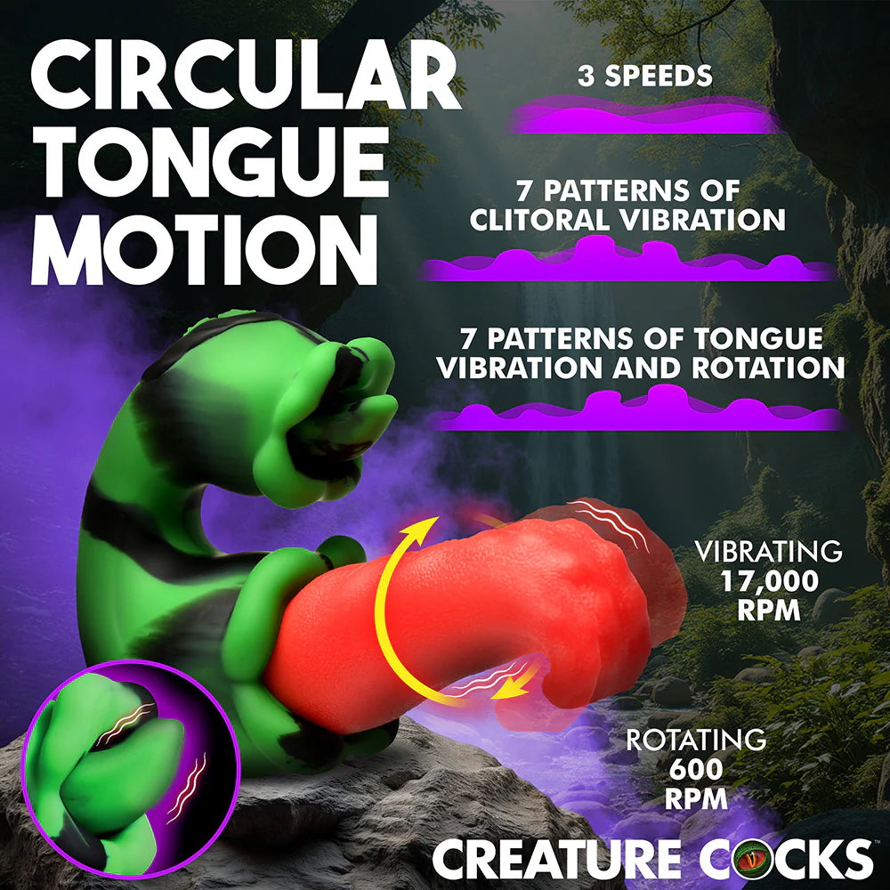 Creature cocks green, black and red dual tongue and mouth dual stimulation fantasy vibrator