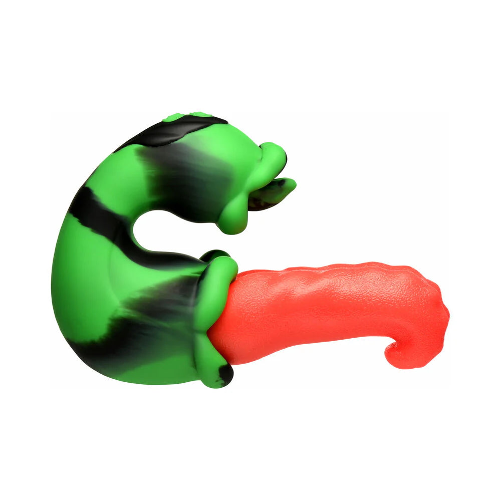 Creature cocks green, black and red dual tongue and mouth dual stimulation fantasy vibrator