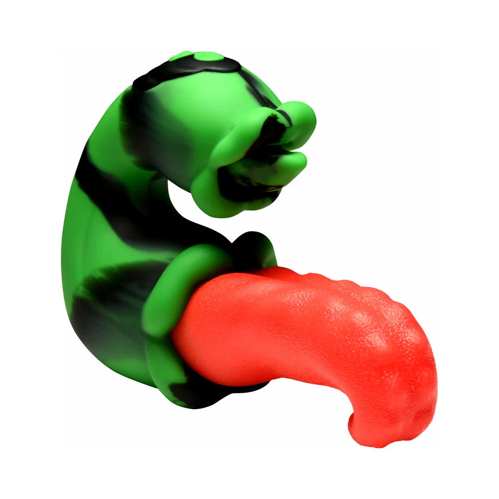 Creature cocks green, black and red dual tongue and mouth dual stimulation fantasy vibrator