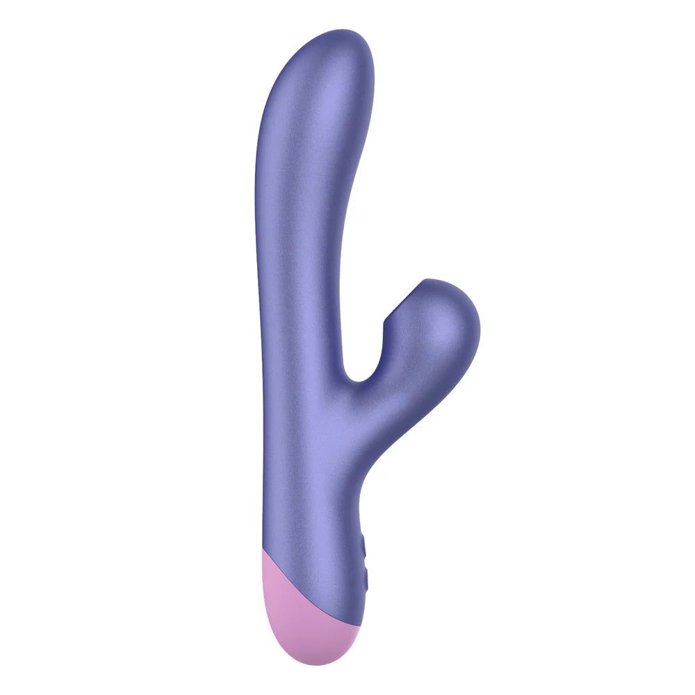 ROMP Pulse Rechargeable Silicone Rabbit Vibrator with Pleasure Air - Purple/Pink