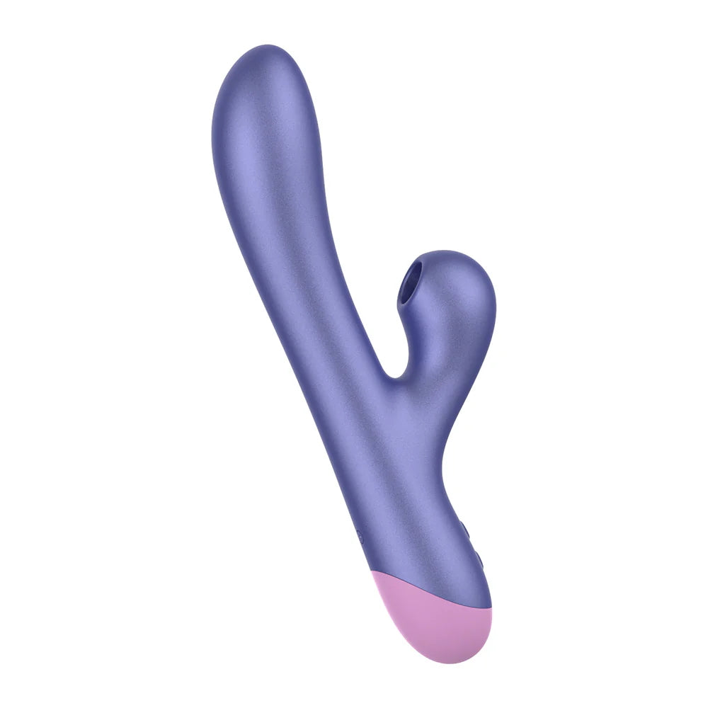 ROMP Pulse Rechargeable Silicone Rabbit Vibrator with Pleasure Air - Purple/Pink