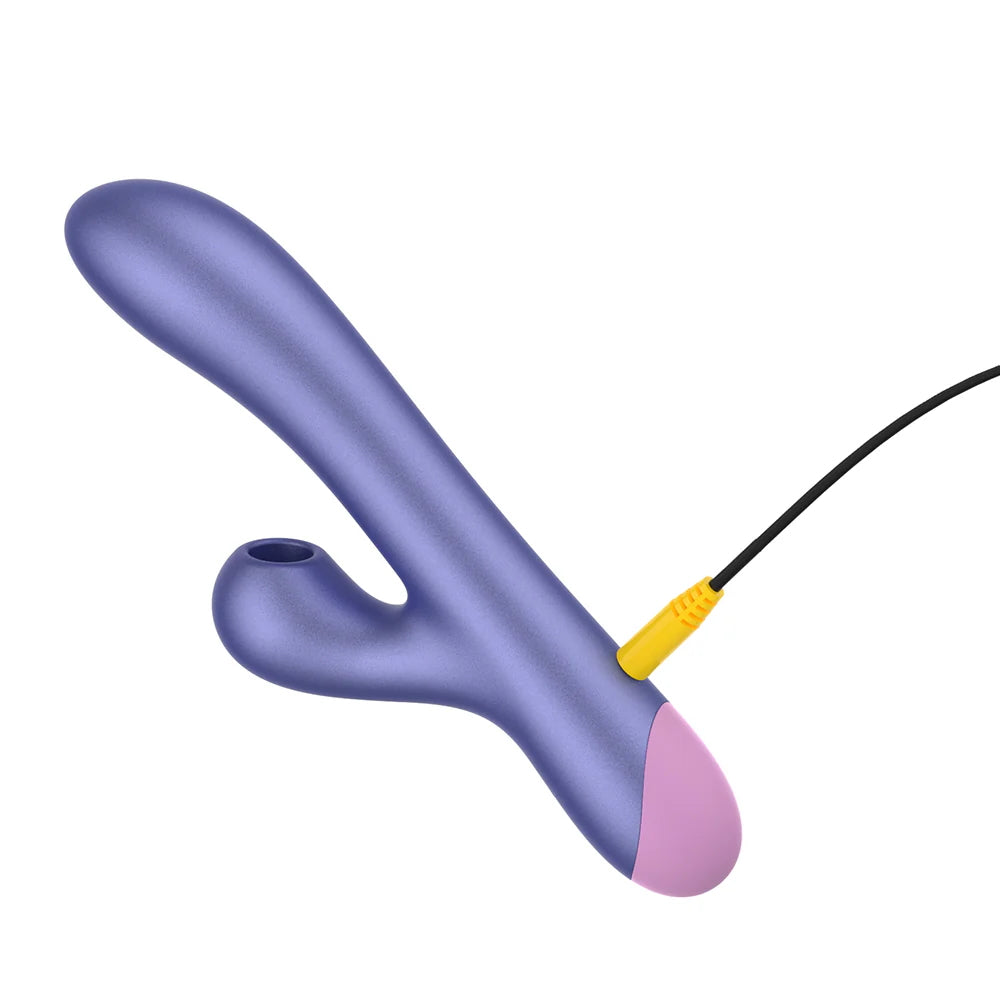 ROMP Pulse Rechargeable Silicone Rabbit Vibrator with Pleasure Air - Purple/Pink