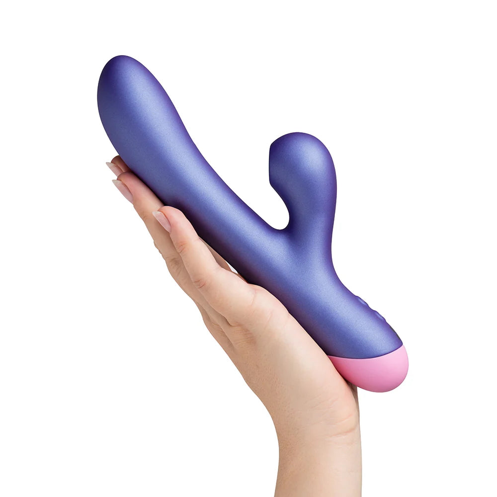 ROMP Pulse Rechargeable Silicone Rabbit Vibrator with Pleasure Air - Purple/Pink