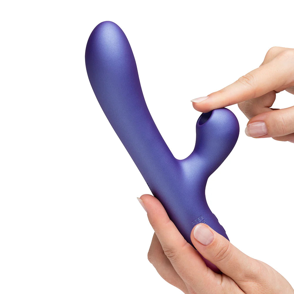 ROMP Pulse Rechargeable Silicone Rabbit Vibrator with Pleasure Air - Purple/Pink