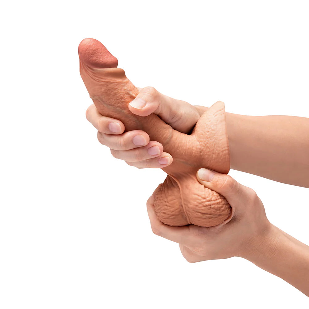 6" Slipskin Realistic Sliding Skin Silicone Dildo - Girthy - Beige