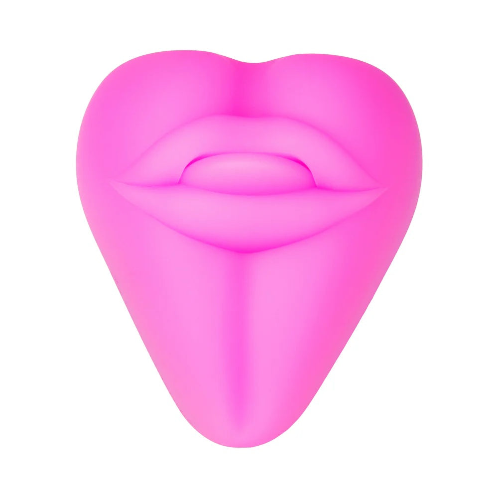 Kissi + Puck - Silicone Lips & Tongue Vibrating Dildo Cushion Grinder - Hot Pink