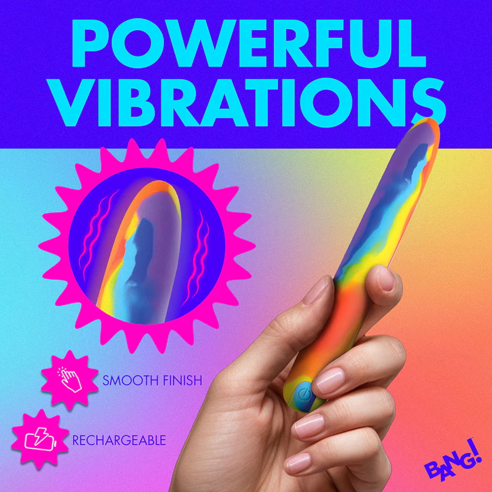 Bang! Rainbow Rechargeable Silicone Vibrator - Rainbow Multicolor