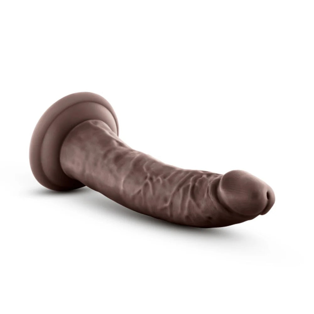 Chocolate Jack Sensafeel Slim dual density dildo with suction base horizontal to the ground