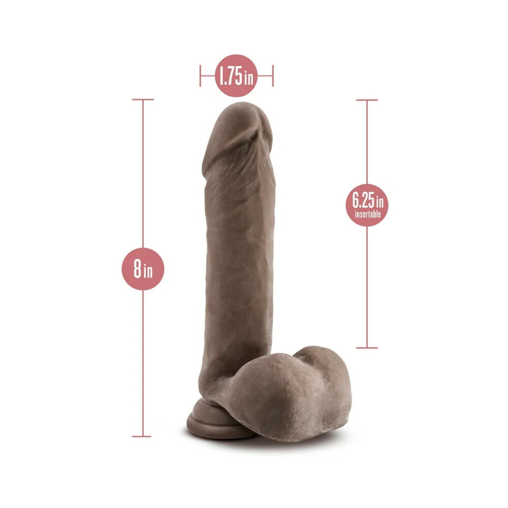 Chocolate Au Naturel Sensafeel dual density dildo with balls and suction cup with dimensions