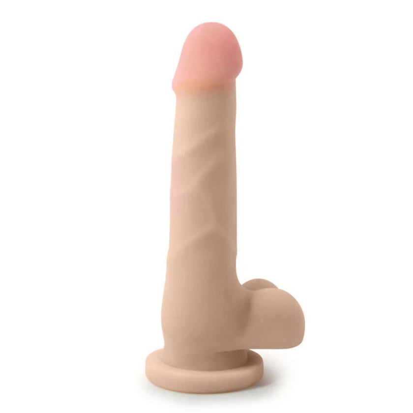 Au Naturel Sam flexible shaft TPE realisitic dildo with balls in vanilla side