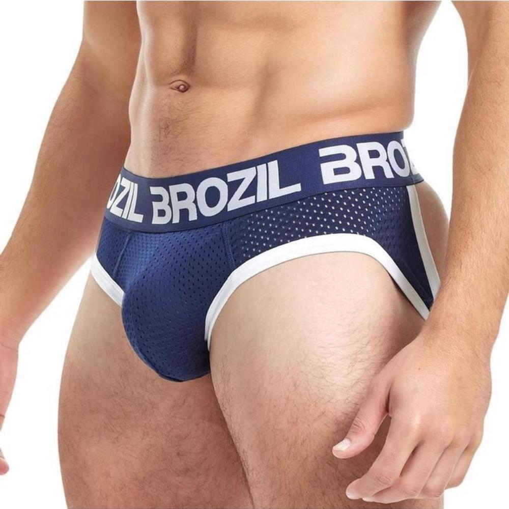 Ultra Bulge Enhancing Open Back Brief By Brozil - Blue