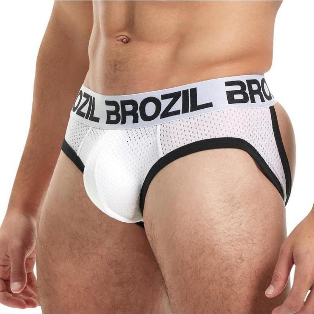 Ultra Bulge Enhancing Open Back Brief by Brozil - White