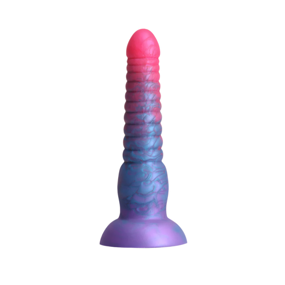 6" Colours "Stacked" Silicone Dildo Pink and blue ombre front view