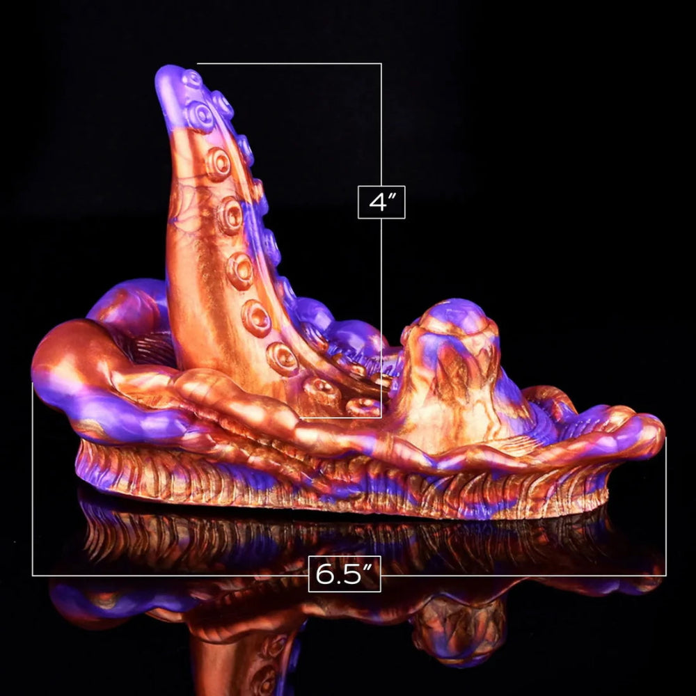 purple and copper silicone vibrating tentacled creature grinder dimensions