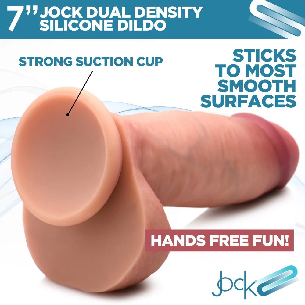 Curve Jock 7 Dual Density Silicone dildo with Balls Vanilla