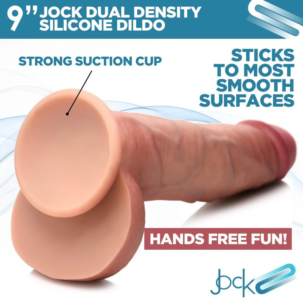Curve Jock 9 Dual density Silicone dildo with balls Vanilla