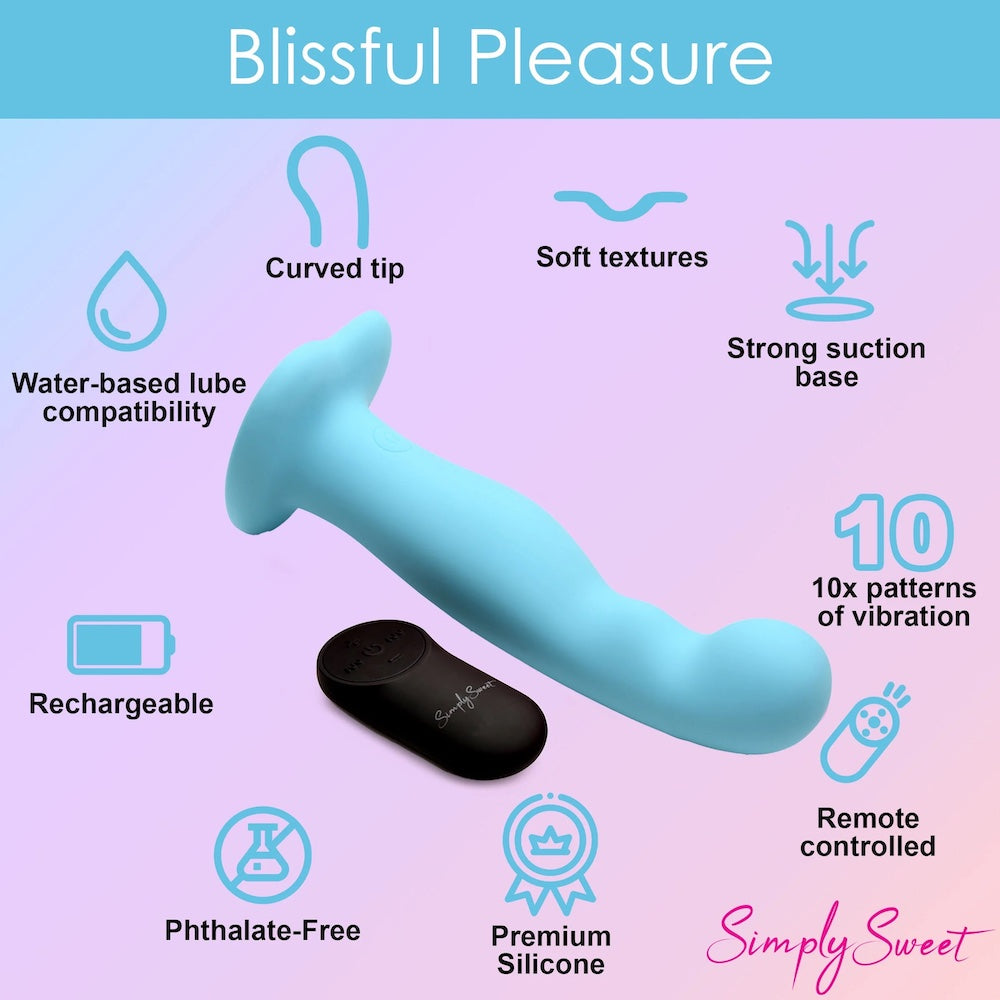 Curve Simply Sweet G Spot Vibrating Silicone remote control dildo blue