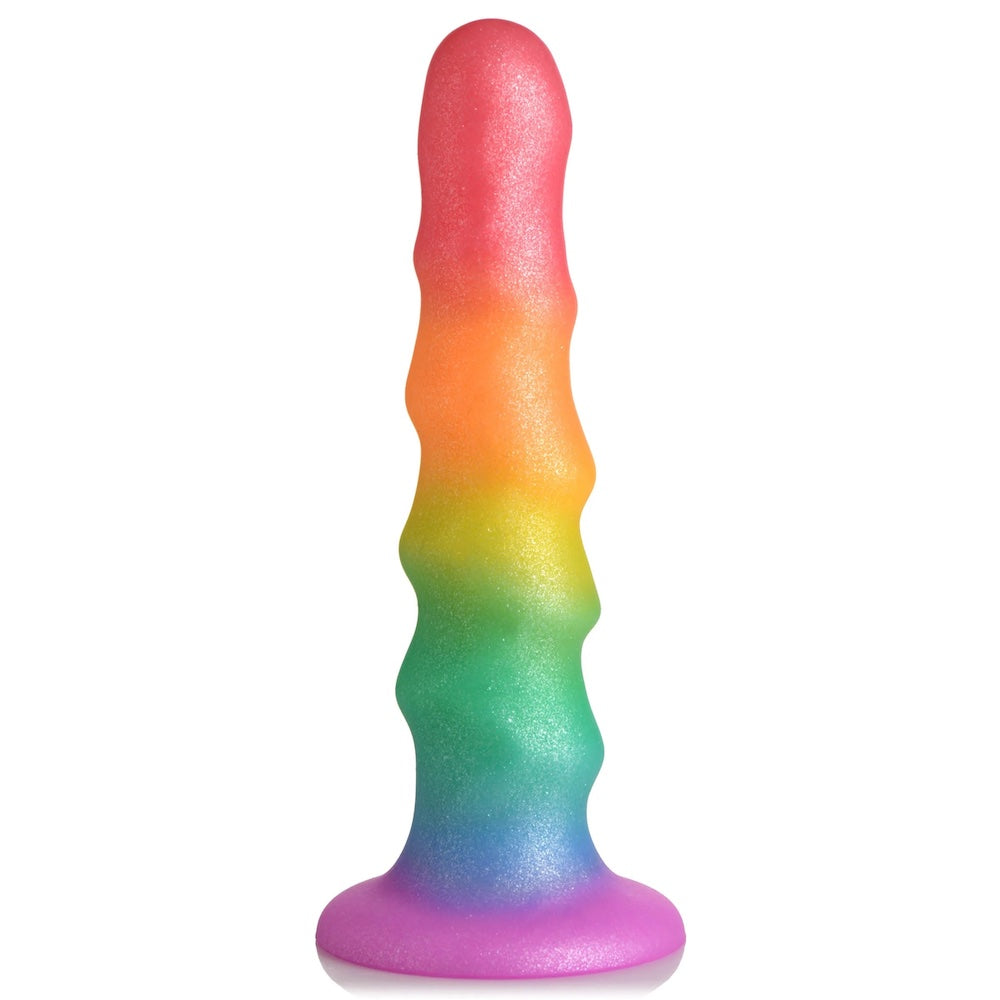 Curve Simply Sweet rainbow zigzag silicone dildo