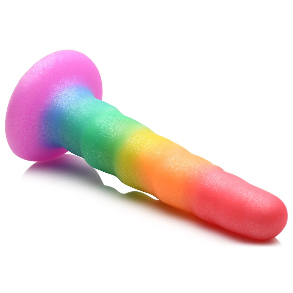 Curve Simply Sweet rainbow zigzag silicone dildo