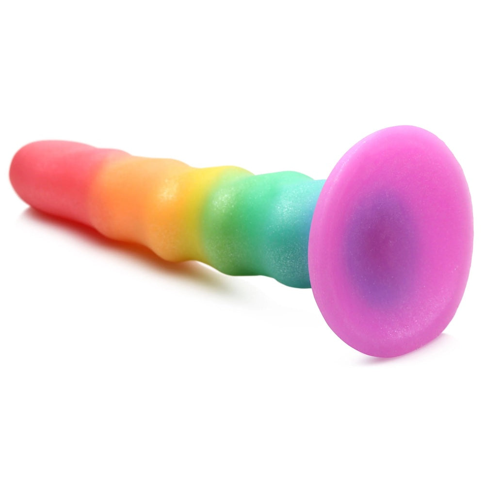 Curve Simply Sweet rainbow zigzag silicone dildo