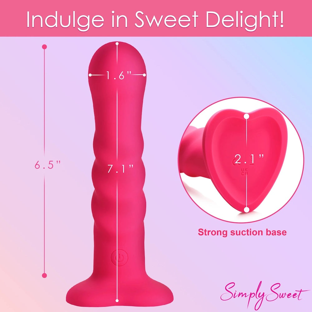 Curve Simply Sweet Ribbed Silicone Vibrating Remote Dildo in Red
