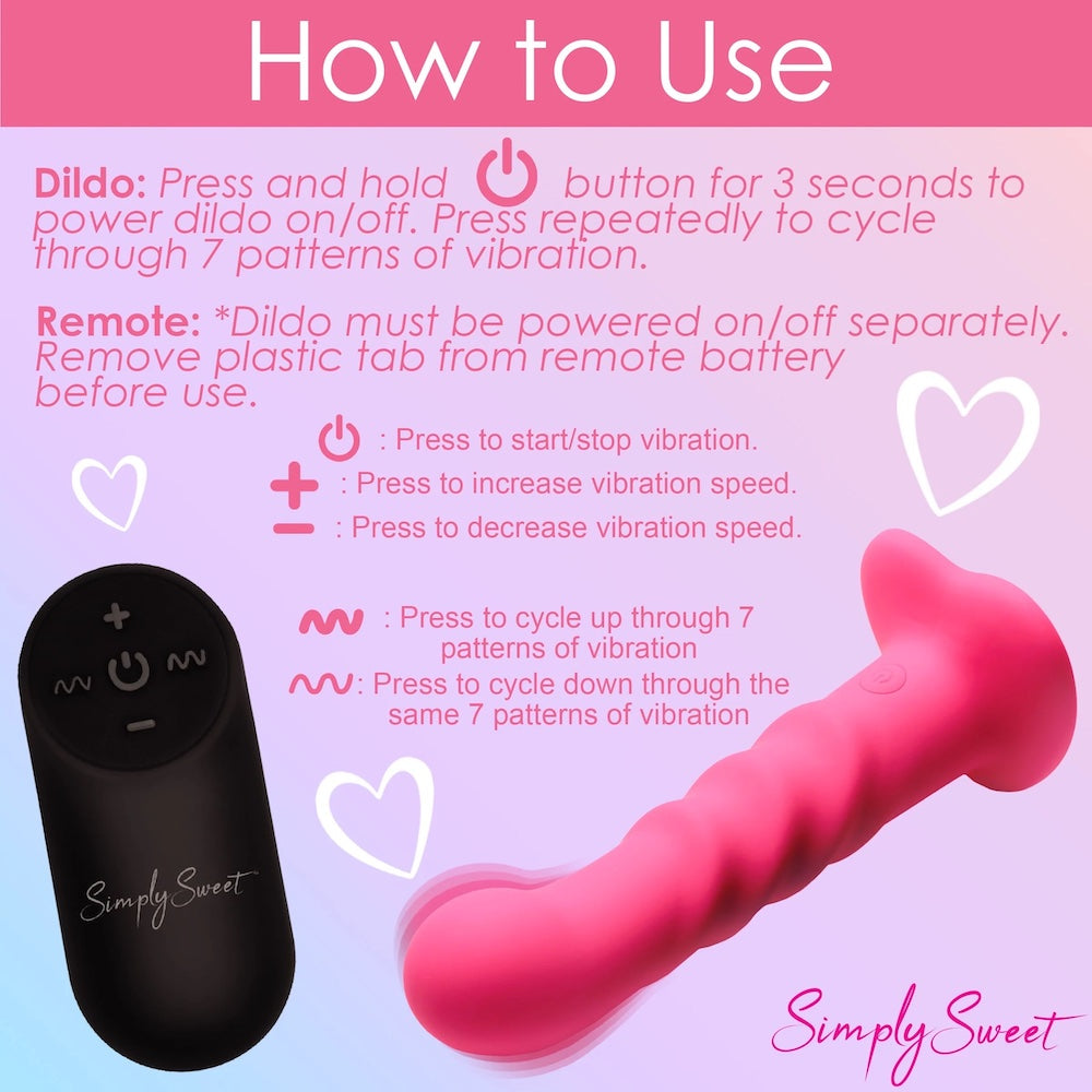 Curve Simply Sweet Ribbed Silicone Vibrating Remote Dildo in Red