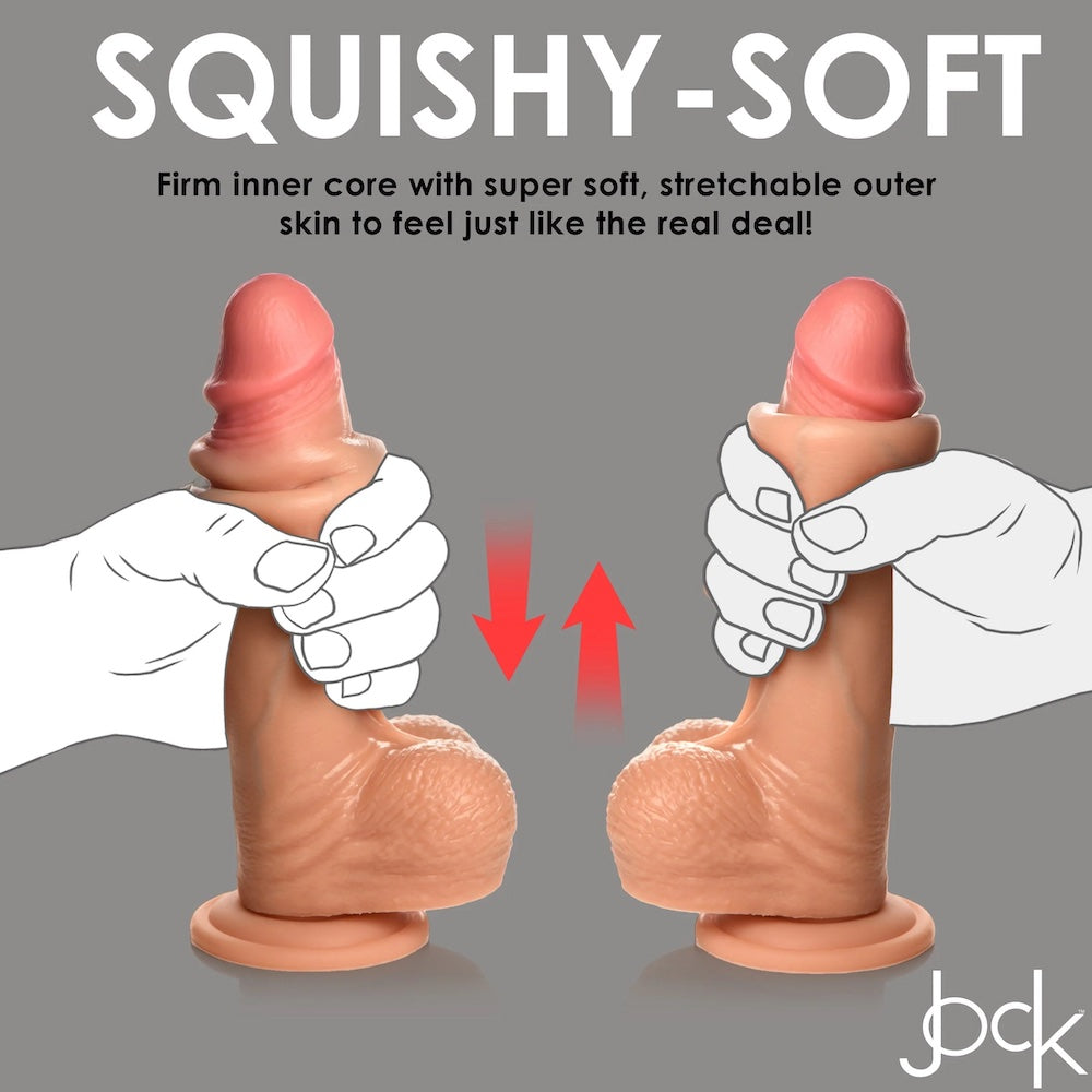 Jock Real Skin 8" silicone dual density sliding skin dildo with balls