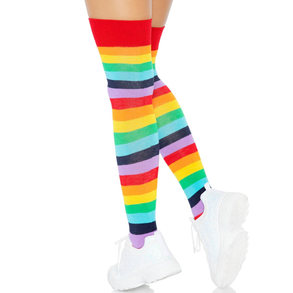 Cherry Rainbow Thigh High Socks