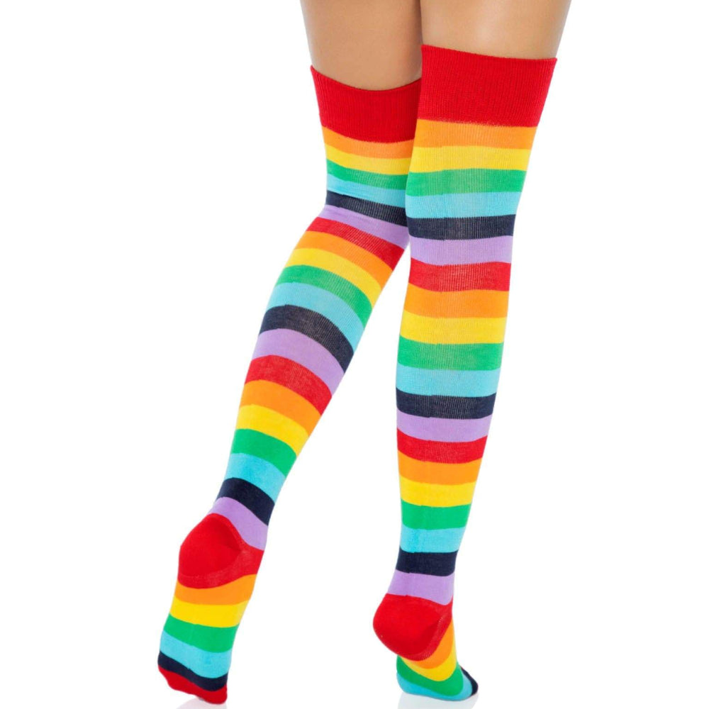 Cherry Rainbow Thigh High Socks