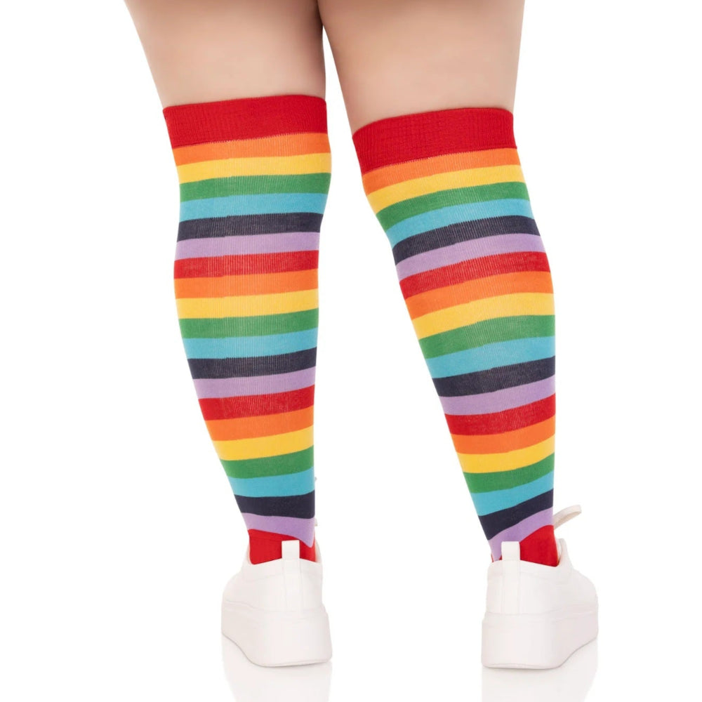 Cherry Rainbow Thigh High Socks