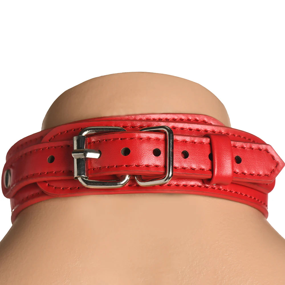 Master Series Vixen Vegan Leather Chest Harness - Red