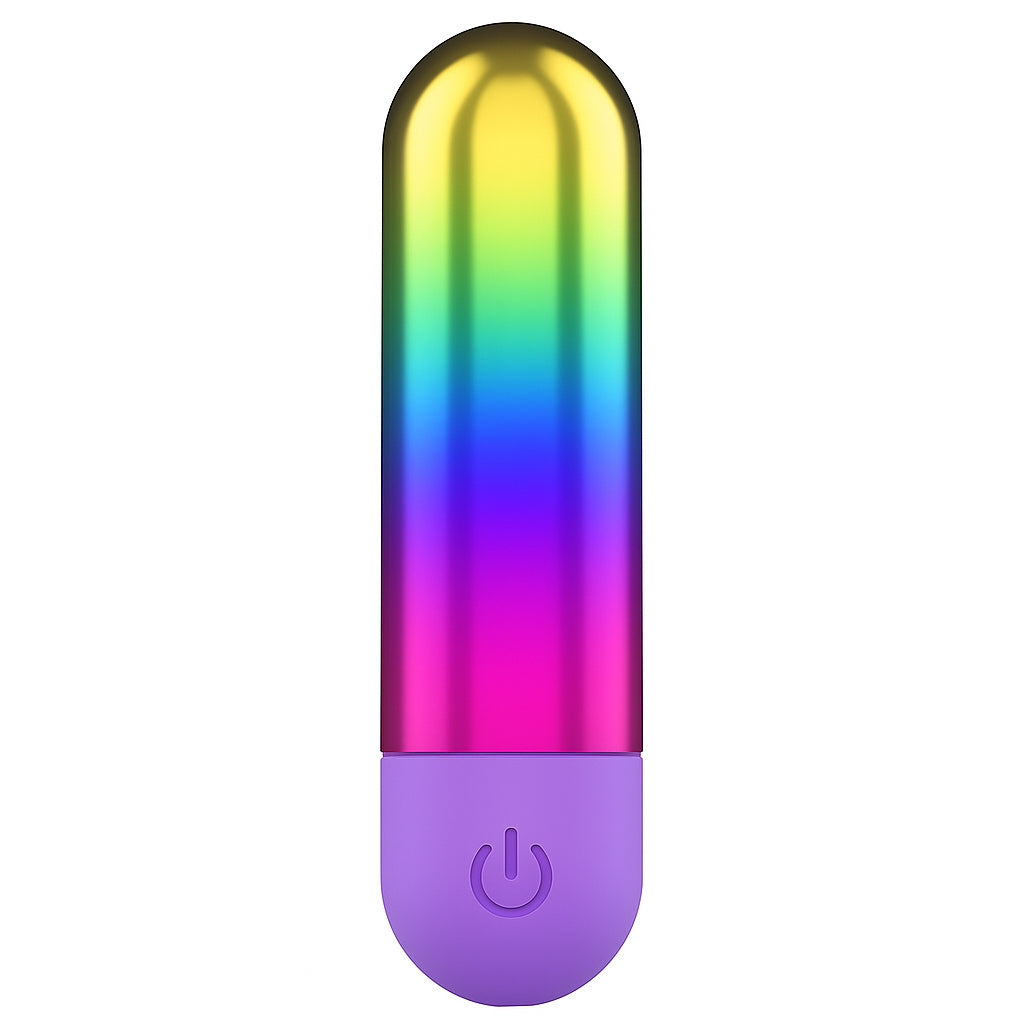 Rainbow ombre metallic shine bullet rechargeable vibrator