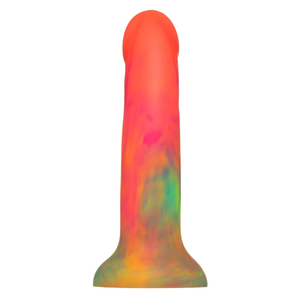 6" Tease Ribbed Silicone Dildo - Rainbow Tie Dye