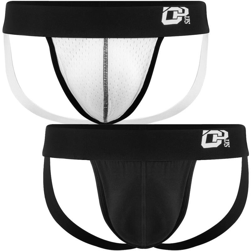 ORLVS Jocks in black and white form the front, tcolors featured in 2 pack