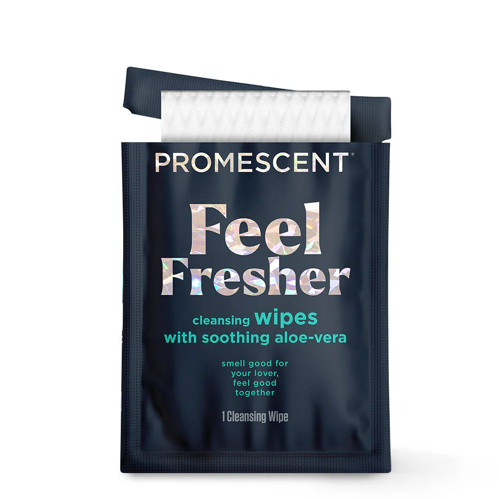 Promescent cleansing wipes packaging on a white background
