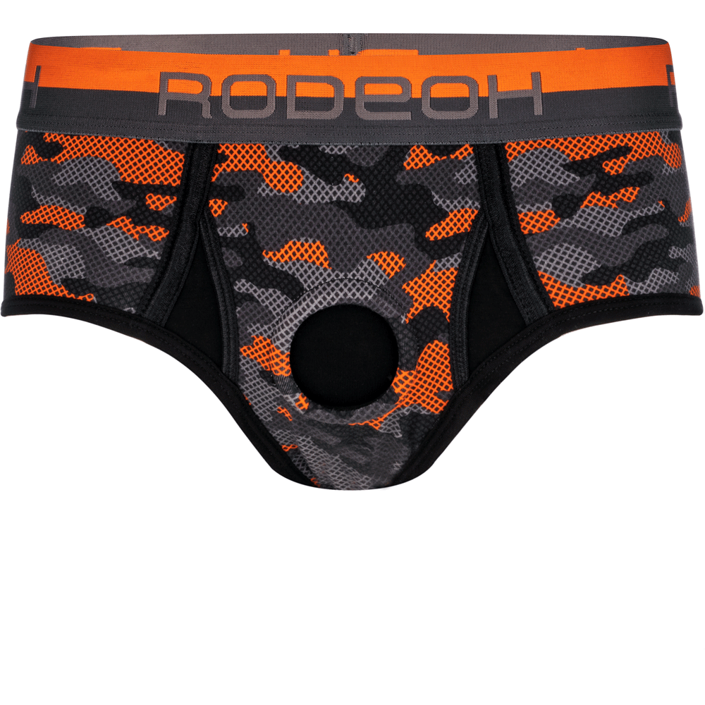 rodeoh brief harness orange camo front