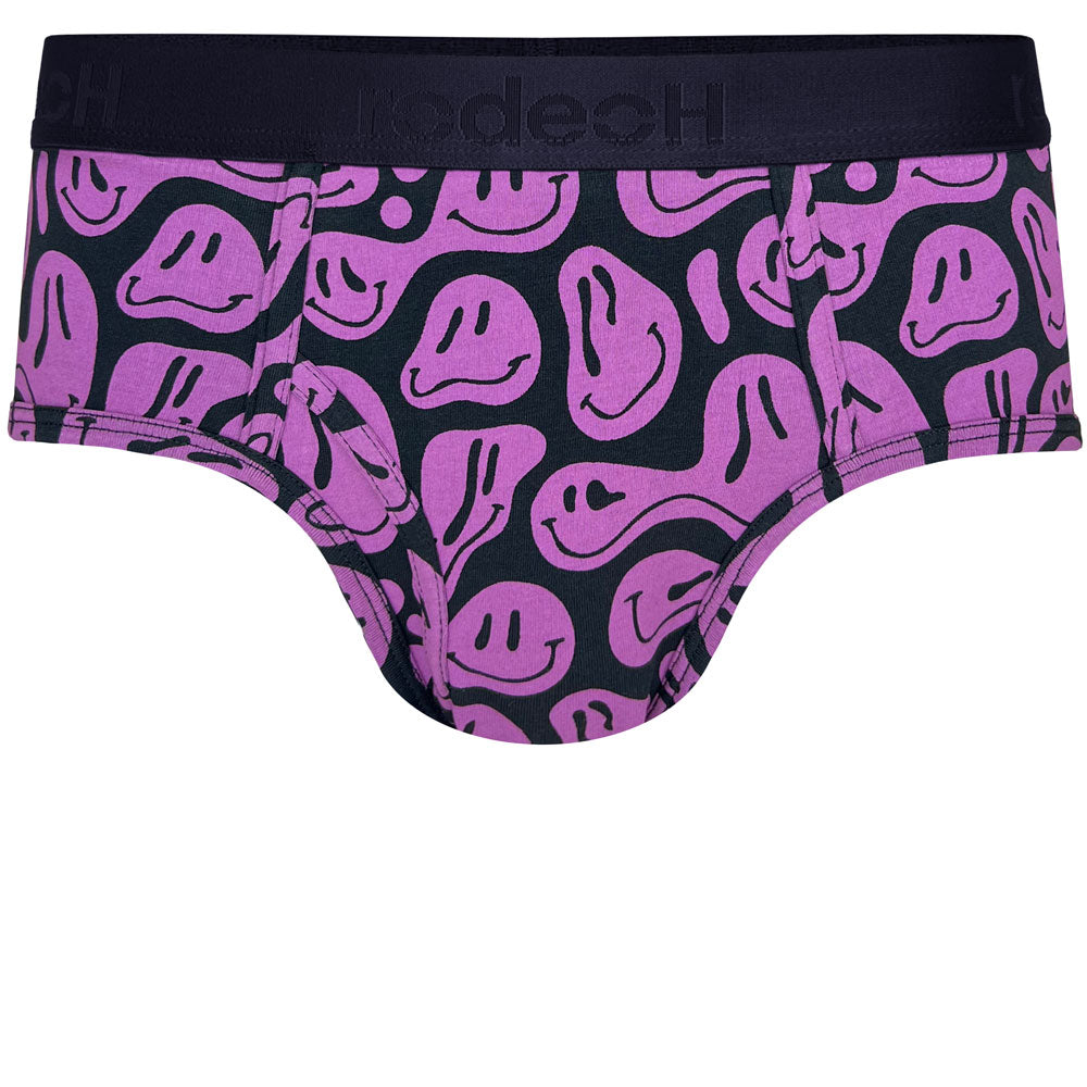 shift brief underwear black and purple smiley