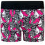 Rodeoh Boxer + Harness in pink with black and white zebras in bowties print from the front