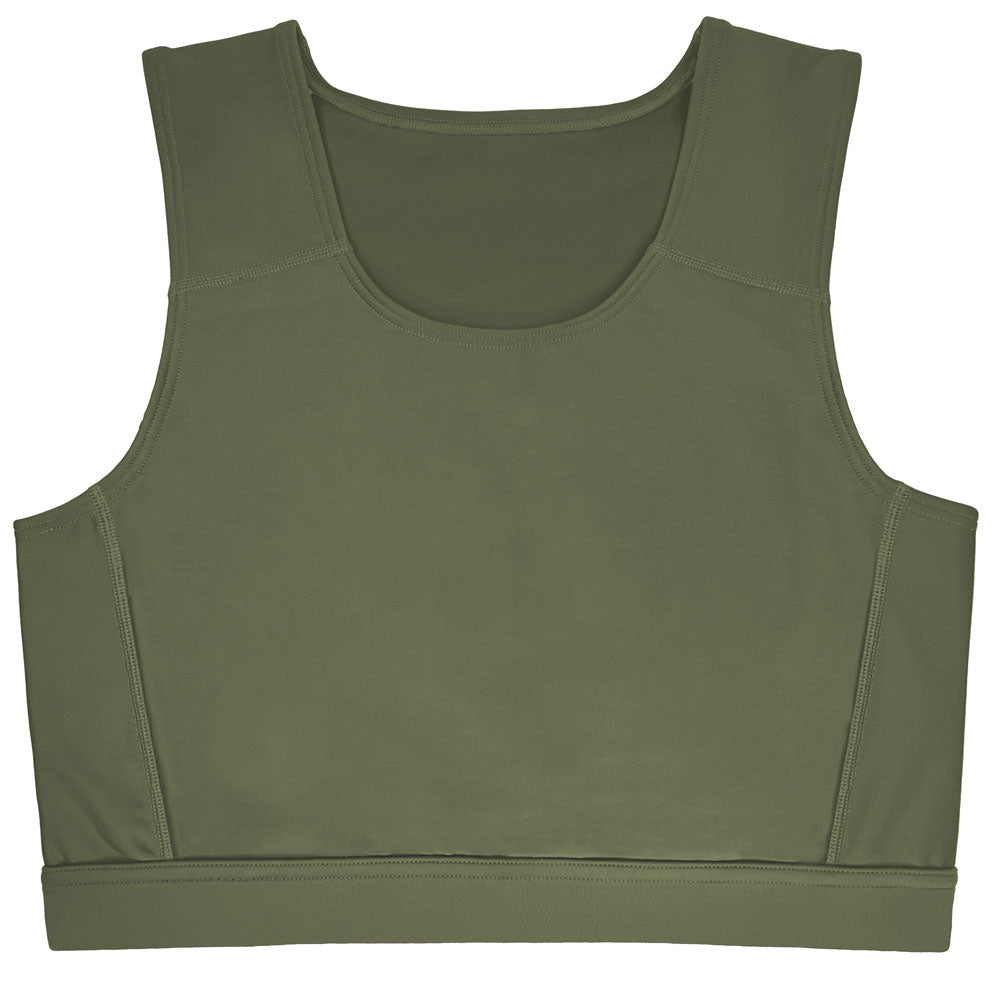rodeoh compression top sage green laid flat, from front