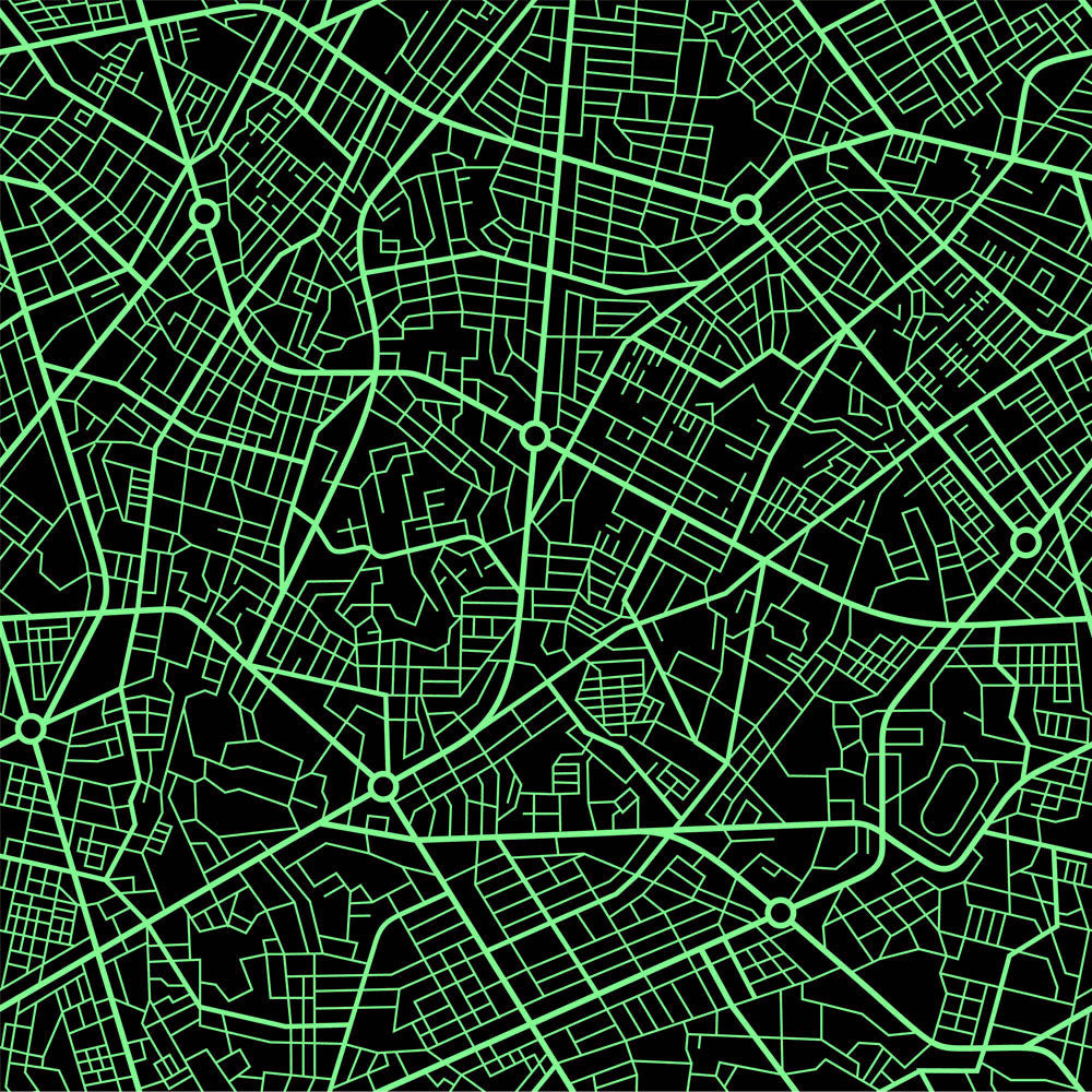 rodeoh geometric city pattern green and black