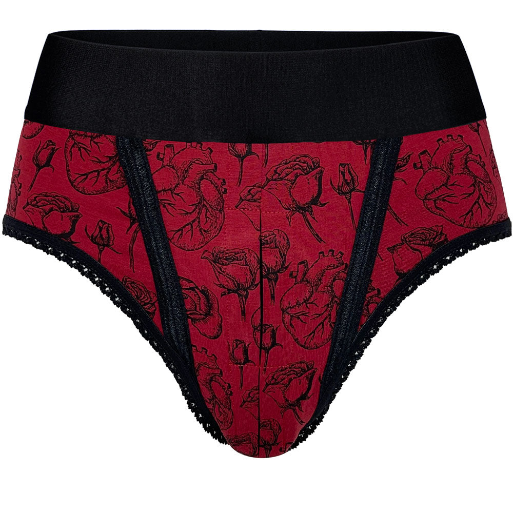 rodeoh high cut panty hearts and roses red