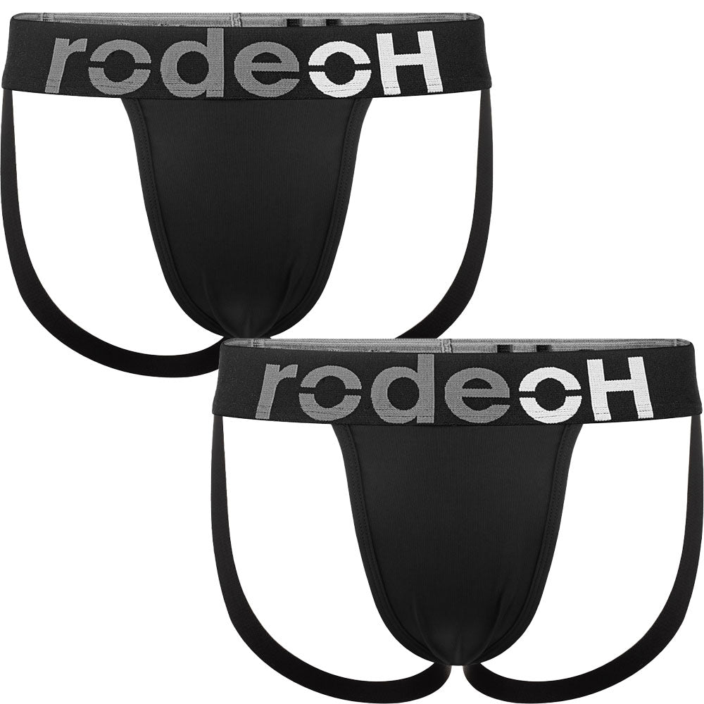 rodeoh sport jock poly blend packing underwear black 2 pack