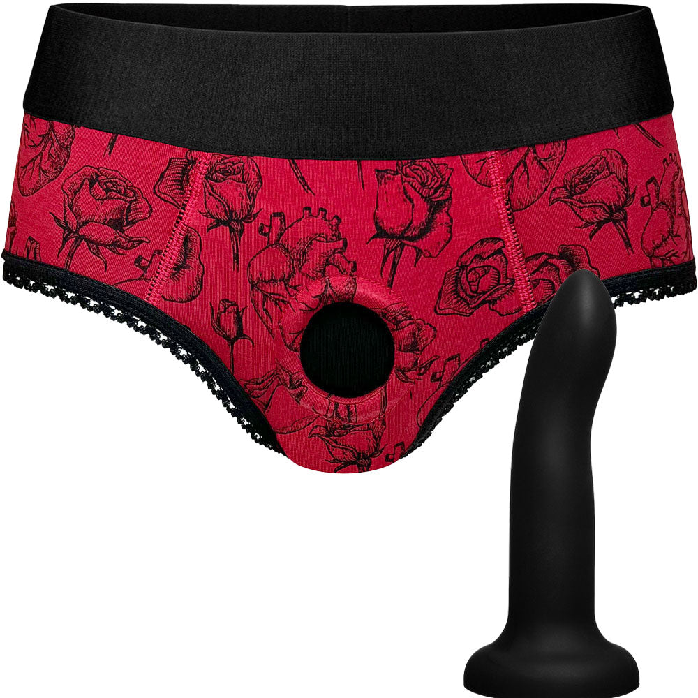 Hearts & Roses Crotchless Panty & 7
