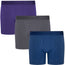 6" inseam Shift Boxer Brief gender neutral Underwear 3 Pack , with gray, purple, and dark blue