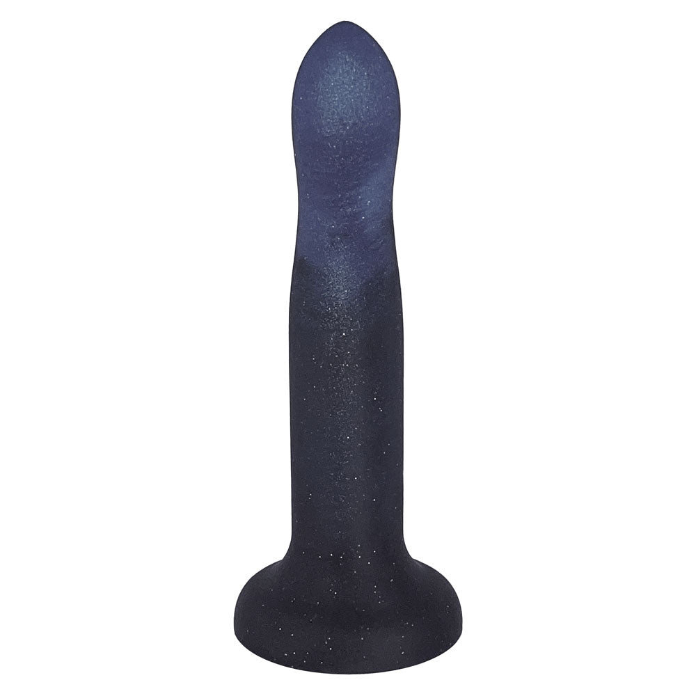 7" Rory Smoke Show Swirl Silicone Dildo - Indigo Blue and Smoke Black