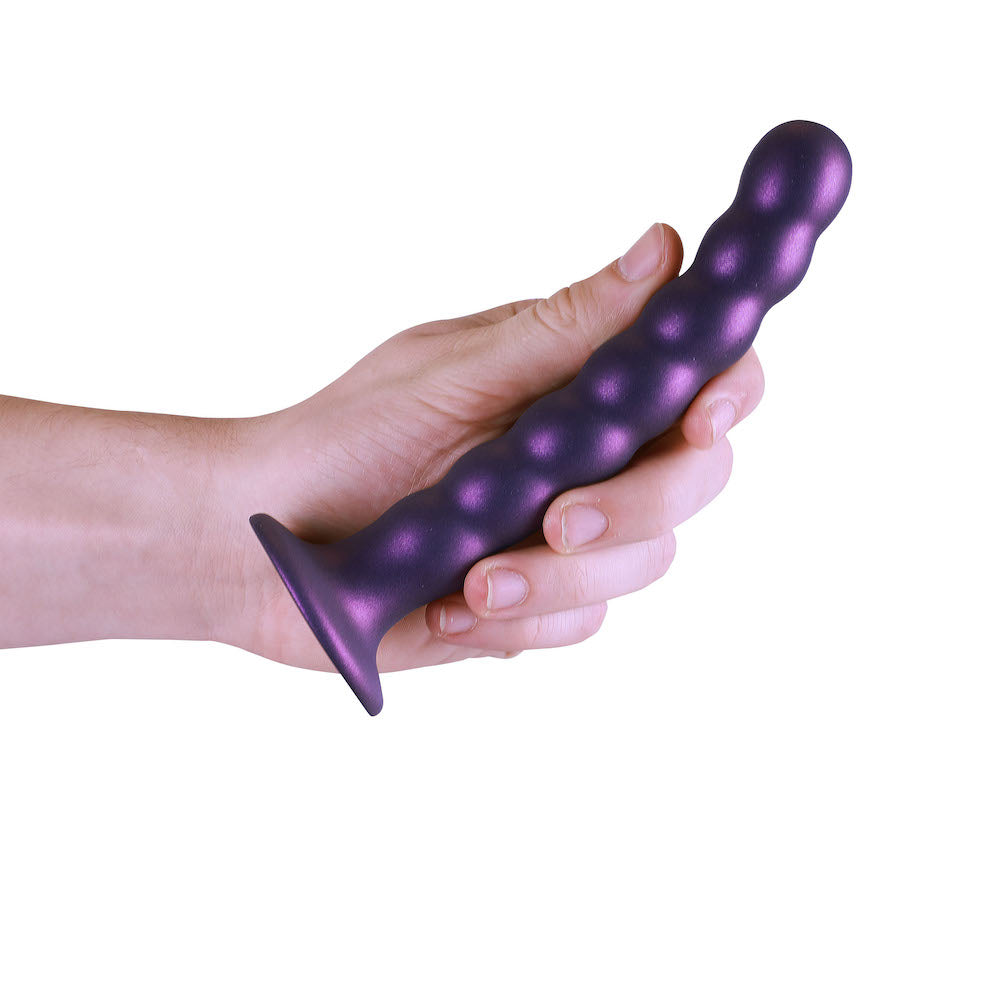 Ouch! Beaded Silicone G-Spot Dildo Metallic Purple