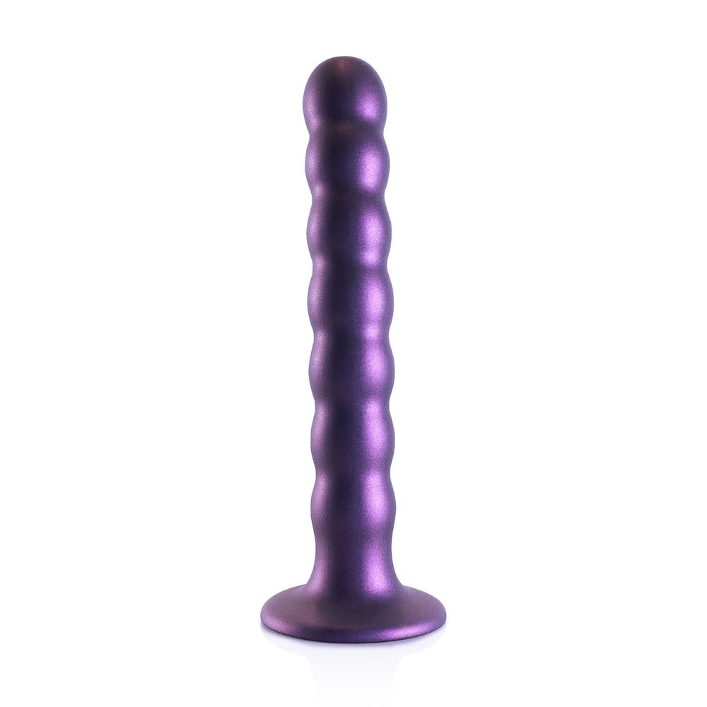 Ouch! Beaded Silicone G-Spot Dildo Metallic Purple