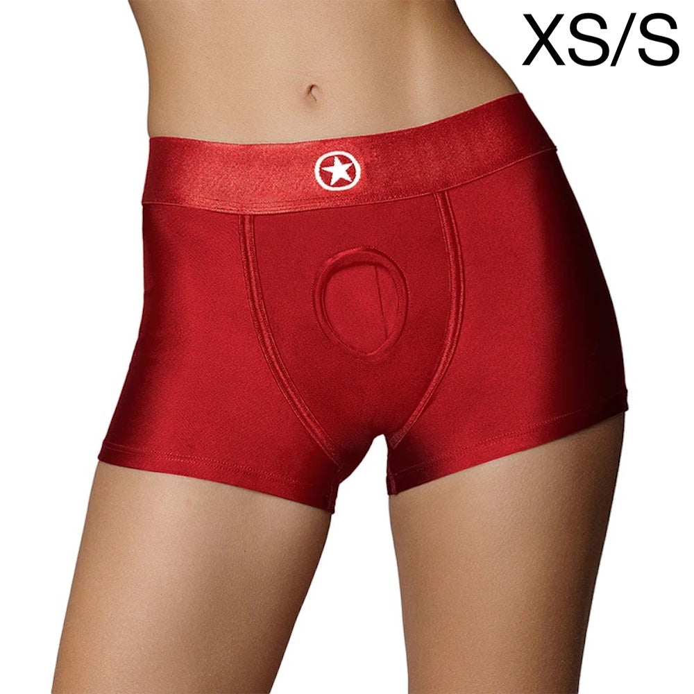 Shots Ouch vibrating boxer harness red